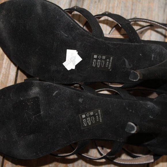 Black Strappy Platform Stiletto Sandal Pumps V@lentino inspired style heel - Picture 6 of 11